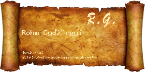 Rohm Györgyi névjegykártya