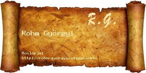 Rohm Györgyi névjegykártya